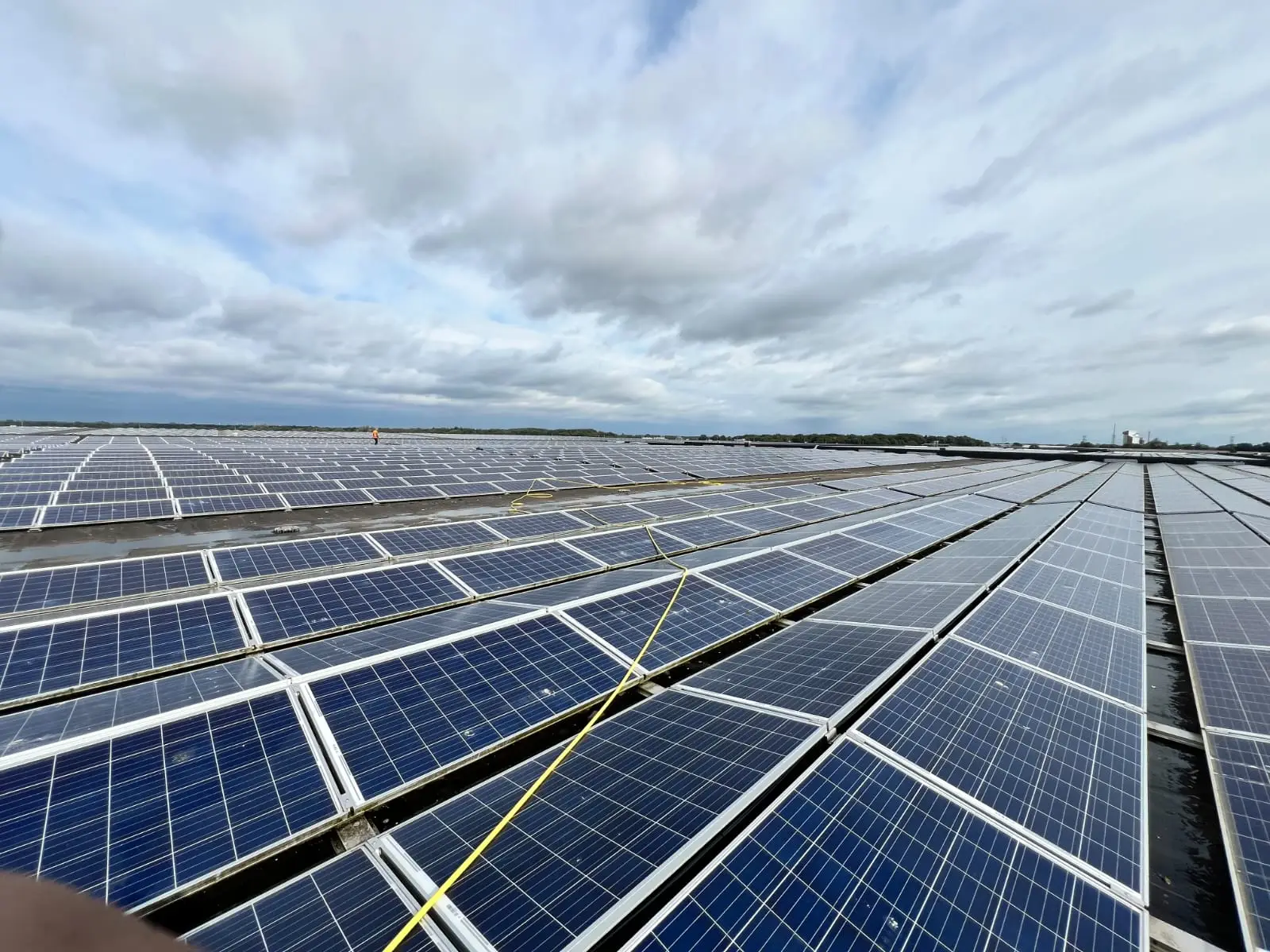 Rooftop solar panel cleaning